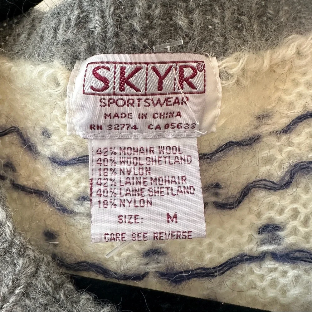 Vintage Skyr Wool Button Down Ski Sweater Cardigan Medium Eskimo fair isle knit - Picture 4 of 5